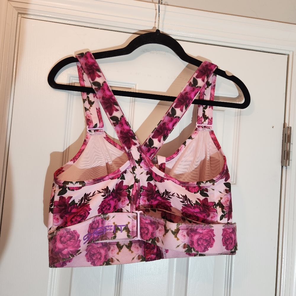SHEFIT 3Luxe High Impact Floral Pink Women's Sports Bra L Or XL - Picture 13 of 16